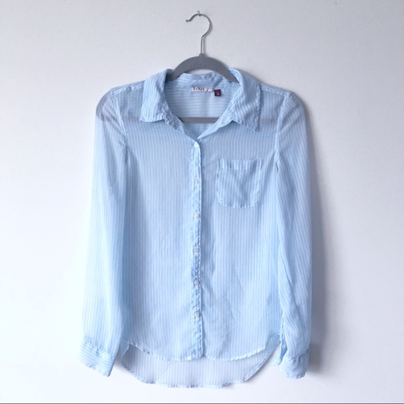 Stunning Striped Sheer Long Sleeve Button Down - Picture 1 of 5
